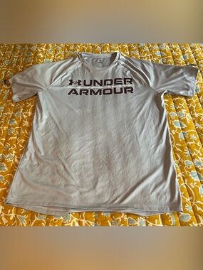 Under Armour Light Gray Performance Tee with Maroon Logo